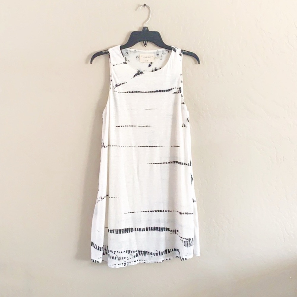 Alice + Olivia Air Dress XS White Black Tie Dye Stripe Sleeveless Mini